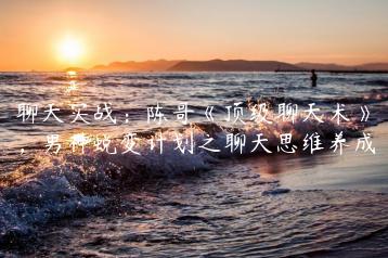 聊天实战：陈哥《顶级聊天术》，男神蜕变计划之聊天思维养成