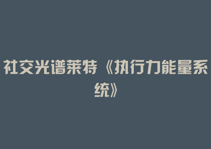 社交光谱莱特《执行力能量系统》